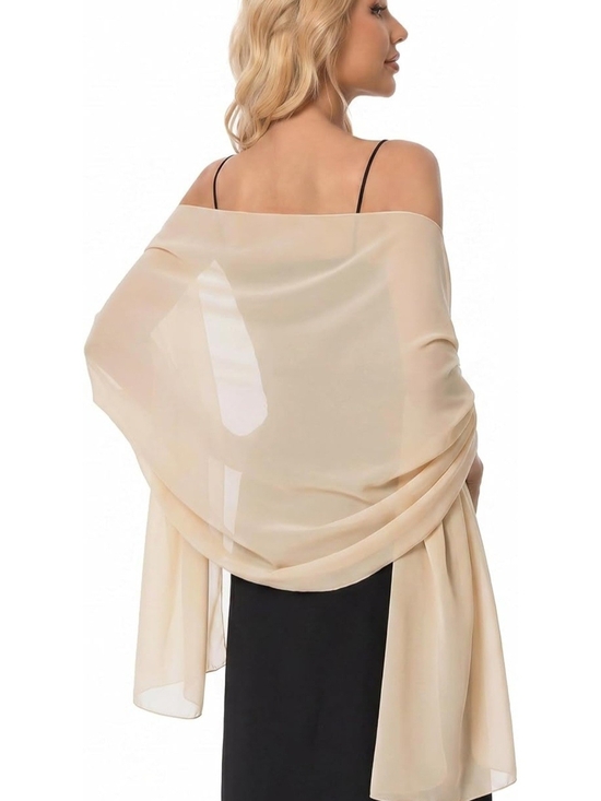Accessories - Chiffon Evening Wrap Shawl - Champagne